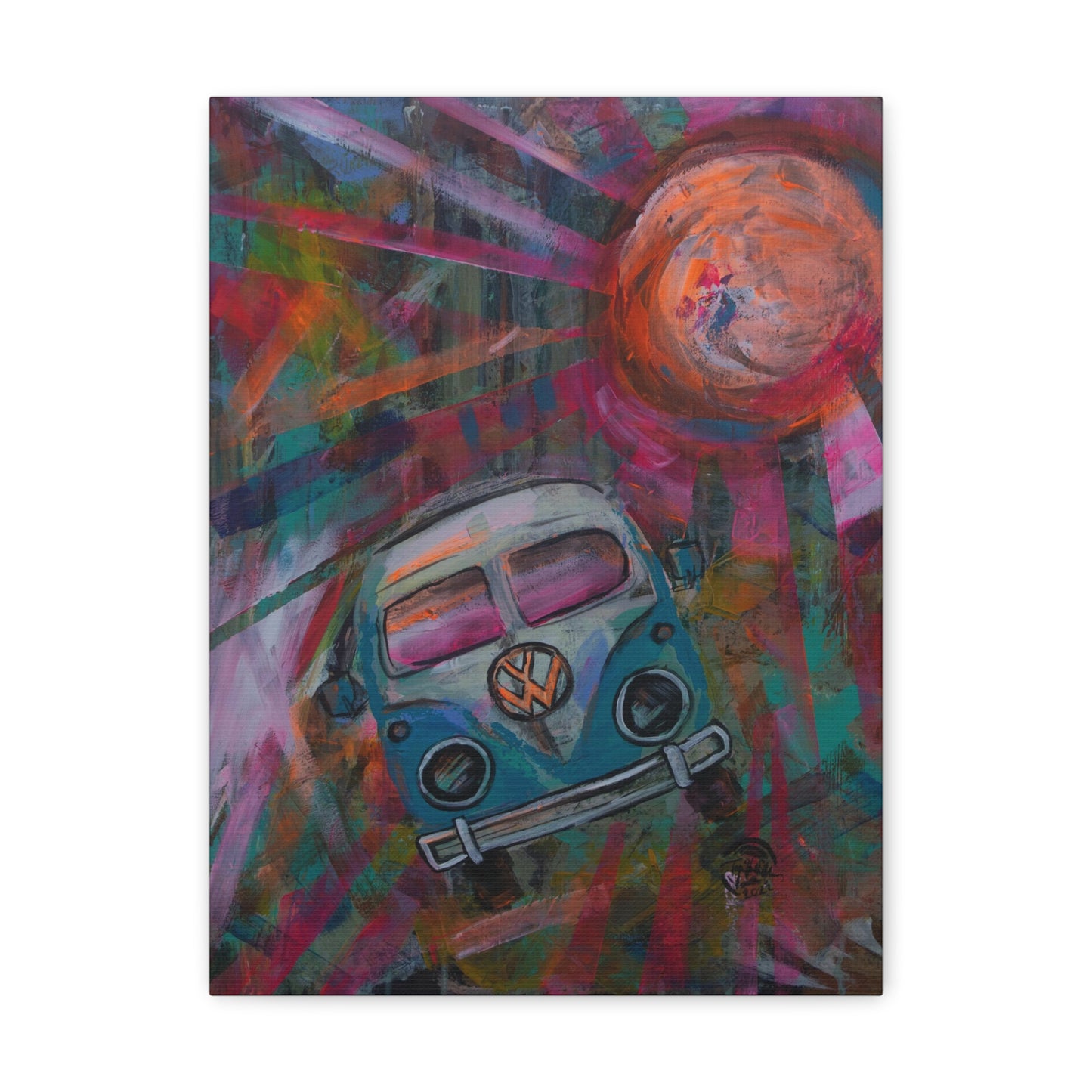 Neon Bus Canvas Print