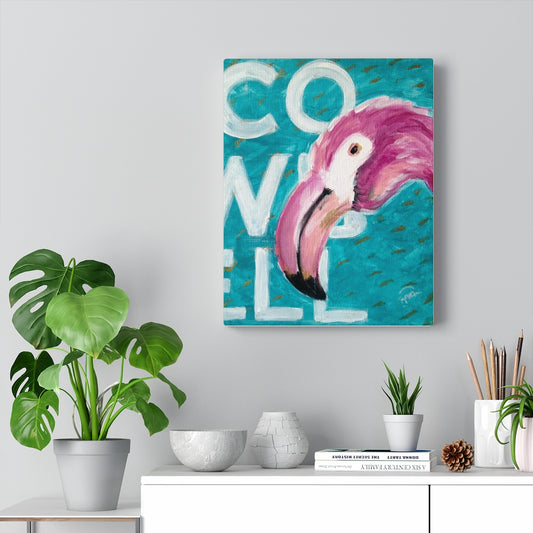 Cowbell Flamingo Canvas Print