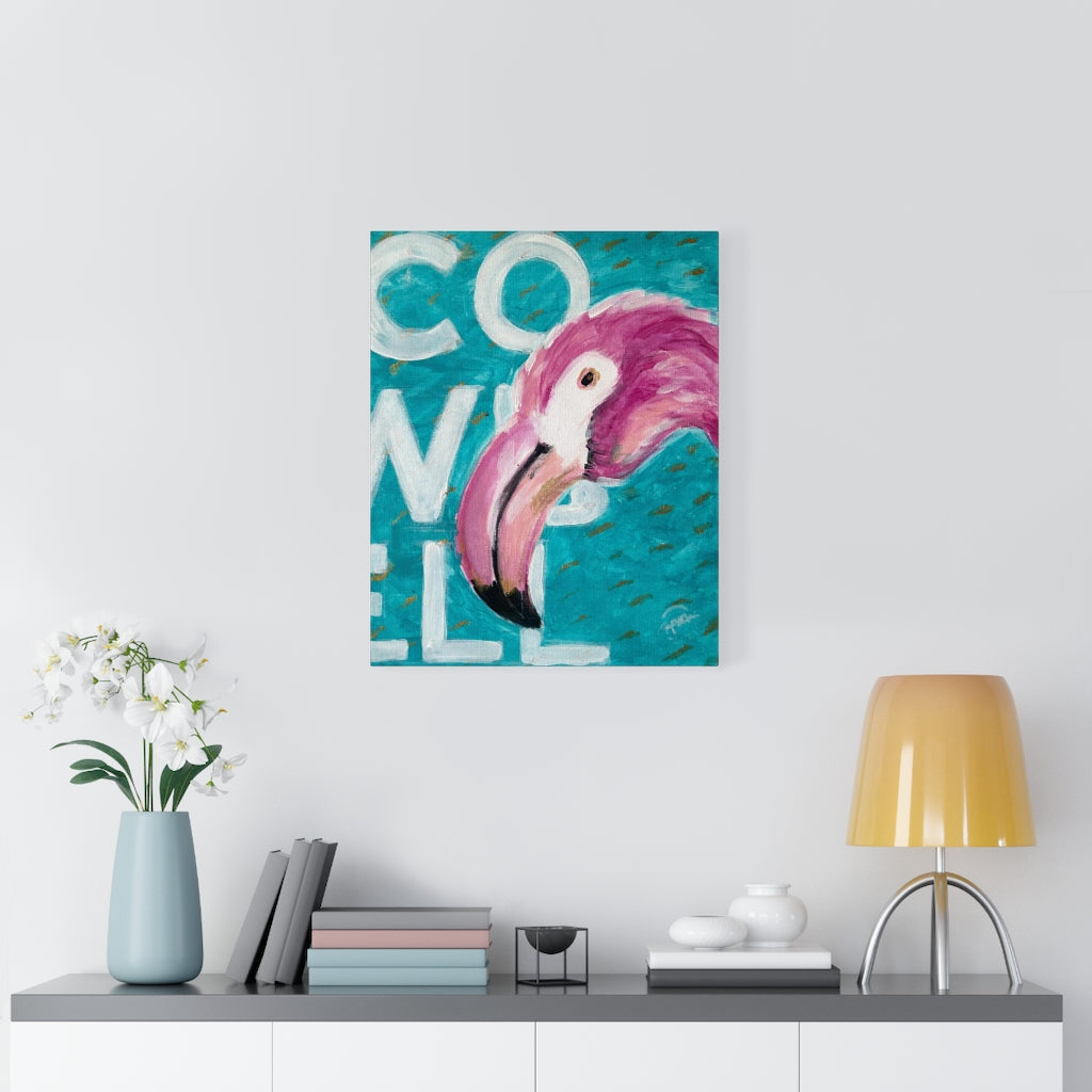 Cowbell Flamingo Canvas Print