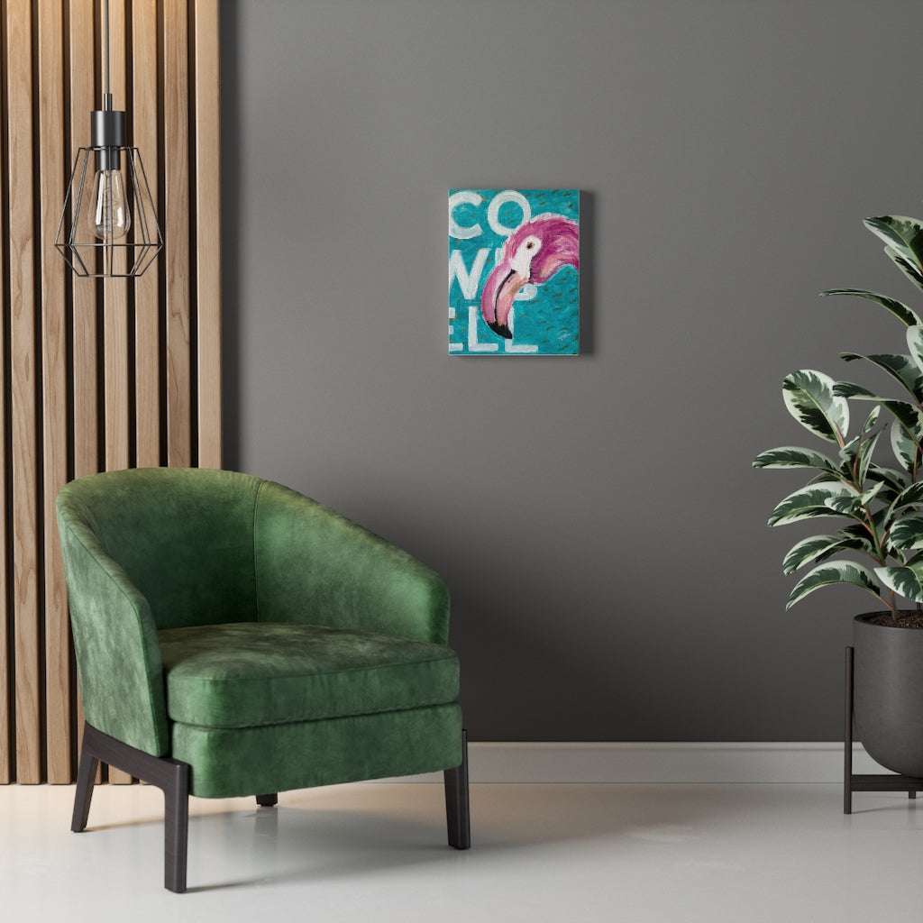 Cowbell Flamingo Canvas Print