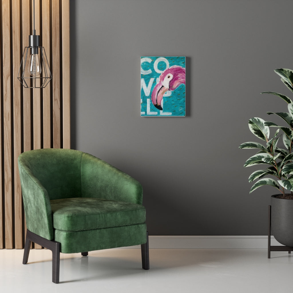 Cowbell Flamingo Canvas Print